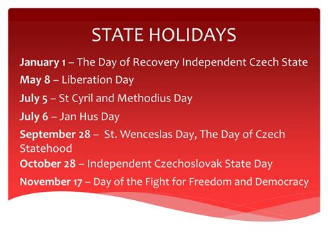 Ppt State Holidays In The Czech Republic Powerpoint Presentation