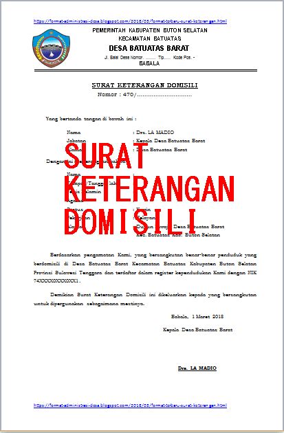 Surat Keterangan Domisili Contoh Format Kegunaan Dan Tata Cara