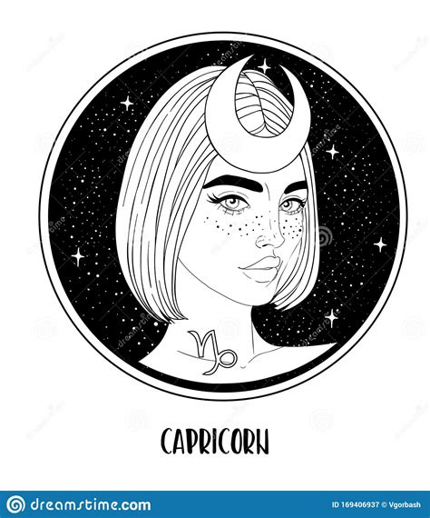 Illustration Of Capricorn Astrological Sign As A Beautiful