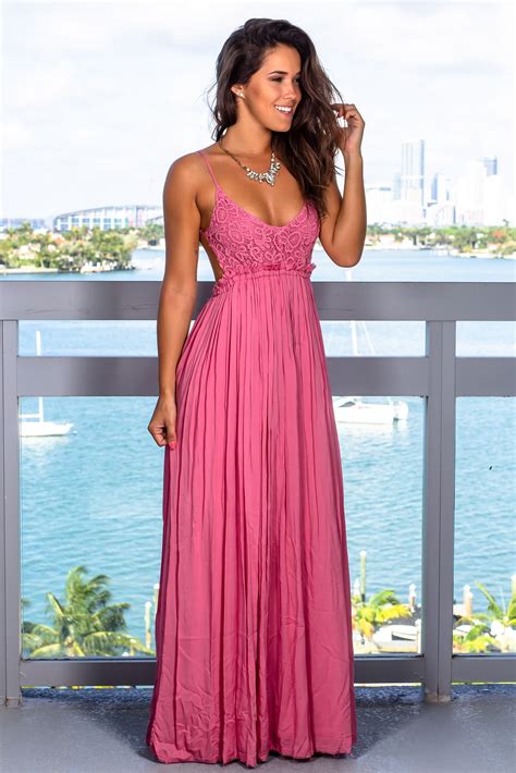 Pink Crochet Top Maxi Dress | Maxi Dresses - Saved by the Dress