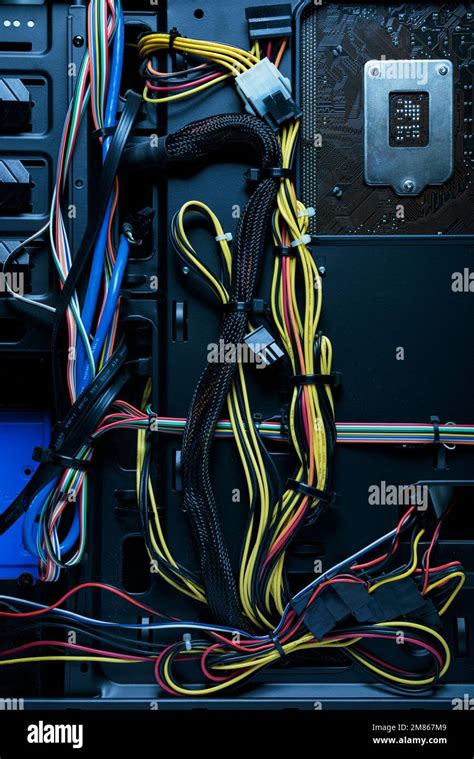 Wiring Inside A Desktop Computer Stock Photo Alamy