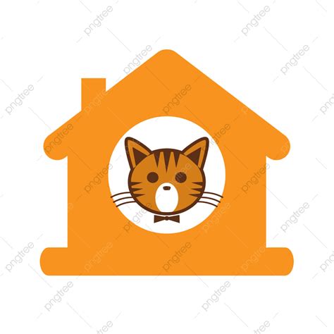 Gambar Logo Rumah Hewan Peliharaan Membelai Kucing Kartun Png Dan