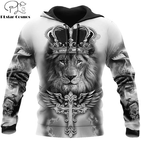 2020 Fashion Mens Hoodies Easter Jesus Lion King 3d Printed Hoodie