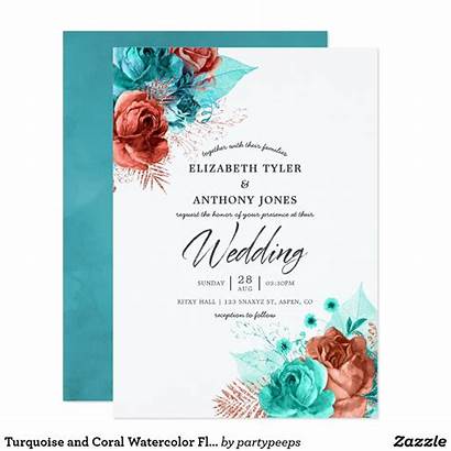Coral Turquoise Invitations Peach Zazzle Cards Invitation
