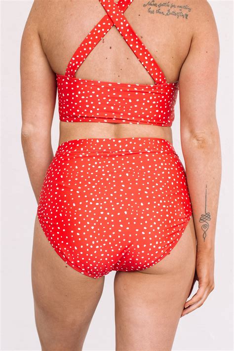 Sandy Shores Spotted Swim Bottoms Red The Pulse Boutique