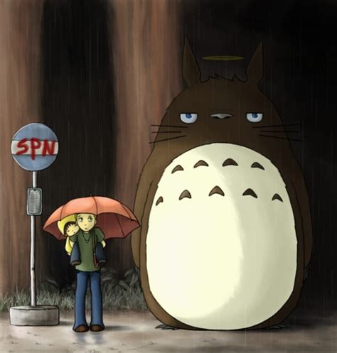 Spnmy Neighbour Totoro With Castiel As Totoro And Deansam Under The
