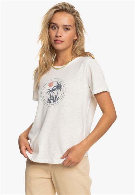 Roxy Ocean After T Shirt Imprimé Snow Whiteblanc Zalandofr
