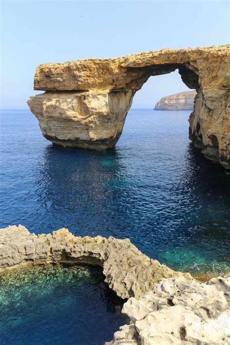 The Natural Arch Azure Window Dwejra Bay Gozo Malta Stock Photo Image