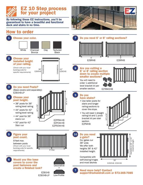 Exterior deck railing kit 4 ft. EZ Handrail 6 ft. x 36 in. Textured Black Aluminum ...
