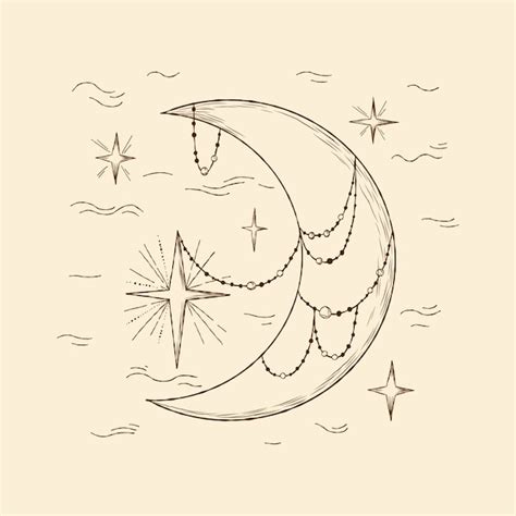 Free Vector Hand Drawn Crescent Moon Drawing Illustration