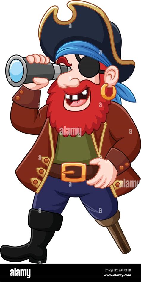Cartoon Pirate Looking Through Binoculars Stock Vector Image And Art Alamy