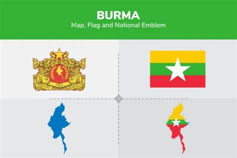 Burma Map Flag And National Emblem Graphic By Shahsoft · Creative Fabrica