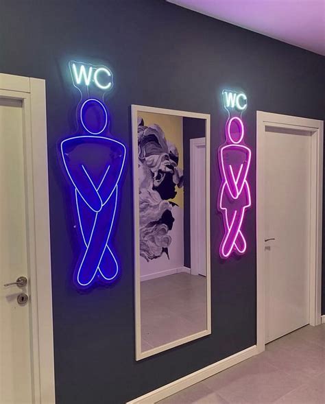 Wc Toilet Sign Neon Cool Neon Signs Custom Neon Signs Bar Decor