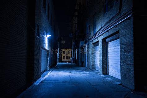 Dark And Eerie City Alley At Night Stock Image Image Of Downtown
