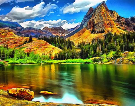 Green Mountain Bliss Landscape Painting Painting By Andres