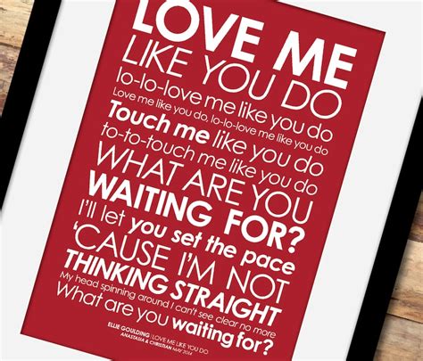 Ellie Goulding Love Me Like You Do Lyrics Poster With Etsy