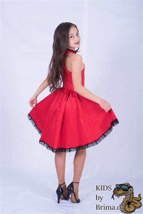 Custom Made Red Jacquard Dress With Asymmetric Skirt Kids By Brimad In 2021 Girls Fashion