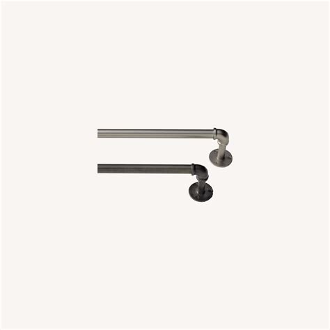 Set/2 West Elm Industrial Pipe Curtain Rod, Nickel - AptDeco