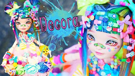 Harajuku Decora Kei 💙 💜💛💚🌈 Girl Custom Doll Ever After High Repaint