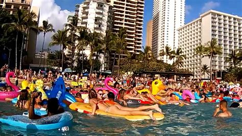 Waikiki Beach Spring Break Wild Pool Float Party Honolulu Oahu