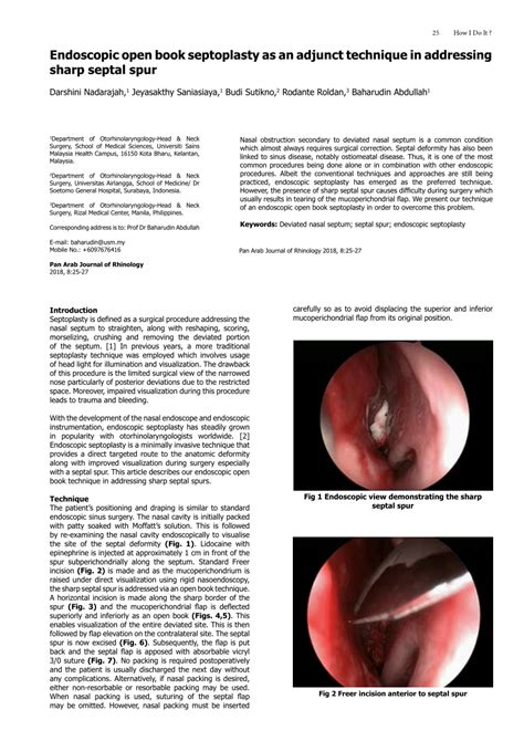 Pdf Endoscopic Open Book Septoplasty As An Adjunct Technique In