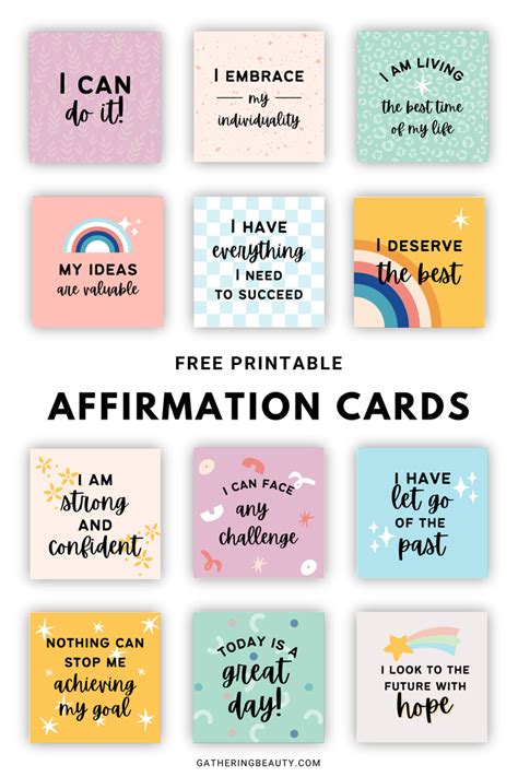 Affirmation Cards Free Printable — Gathering Beauty Printable