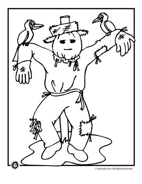 Animal Jr Fall Coloring Page Scarecrow