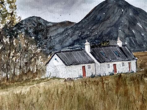 Scotland Painting Scottish Highlands Landscape Print Glencoe Etsy