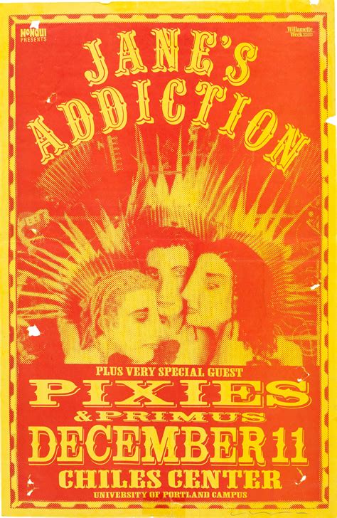 Janes Addictionpixiesprimus Chiles Center Concert Poster Lot