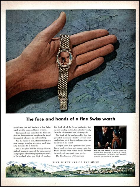 1954 Mans Face Watch Watchmakers Of Switzerland Vintage Photo Print Ad
