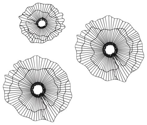 Do not hang with wire. Black Wire Flower Wall Art, 3 Piece Set - Transitional - Metal Wall Art - by Dr. Livingstone, I ...
