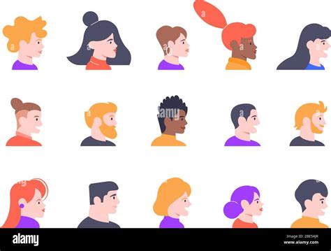 Profile People Portraits Face Male And Female Profiles Avatars Young People Characters Heads