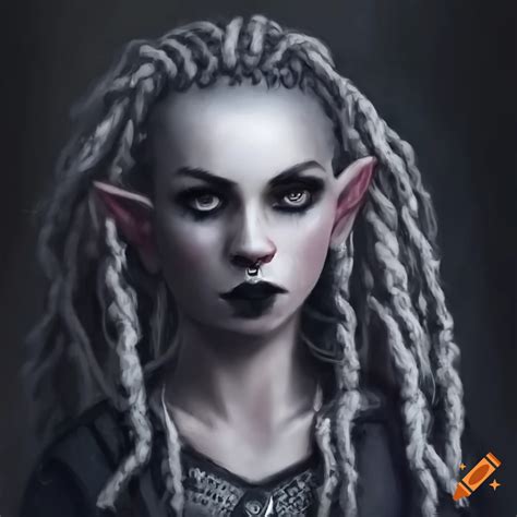 Image Of A Goth Female Gnome With Piercings And Gray Skin