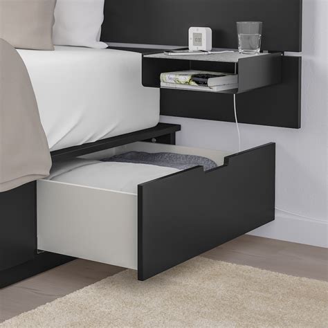 Nordli Bed With Headboard And Storage Anthracite Queen Ikea