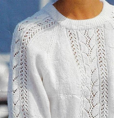 Womens Lace Panel Sweater Knitting Pattern 4 Ply Yarn Etsy