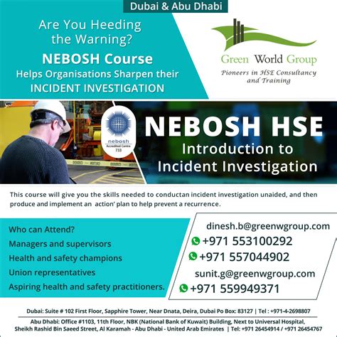 Nebosh Hse Introduction To Incident Investigation By Green World Group
