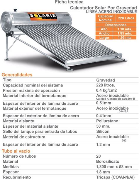 Calentador Solar Solaris 228 Litros 20 Tubos Mercado Libre