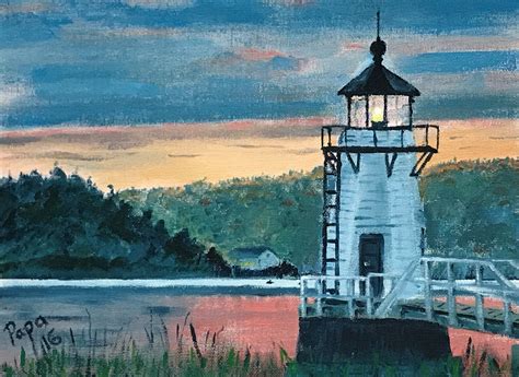 Acrylic Painting Lighthouse At Sunset Acrylic Painting Painting