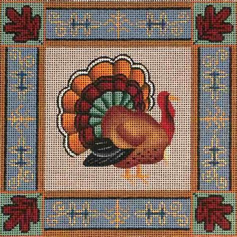 Needlepointus Turkey Pillow Hand Painted Canvas From Rebecca Wood
