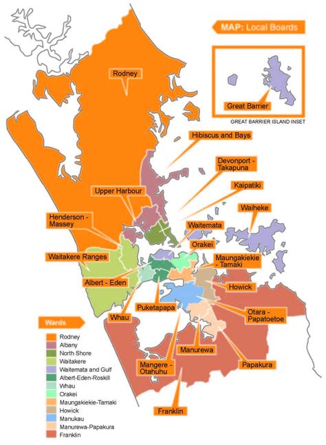 Auckland Consejo Mapa De La Zona Auckland Consejo De Los Límites Del