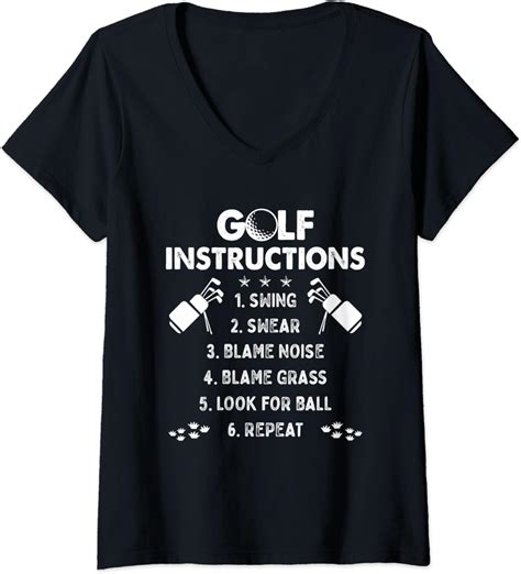 Womens Funny Golf Instructions Golfing Golfer Sayings T V Neck T