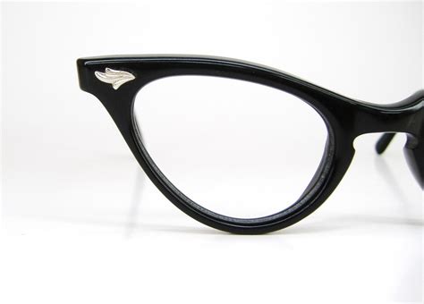Vintage 50s Black Cat Eye Eyeglasses Frame Nos