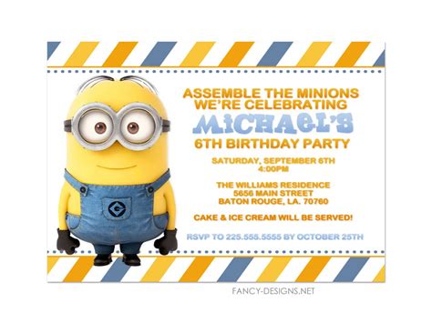 Free Printable Minion Birthday Party Invitations Ideas Template Free