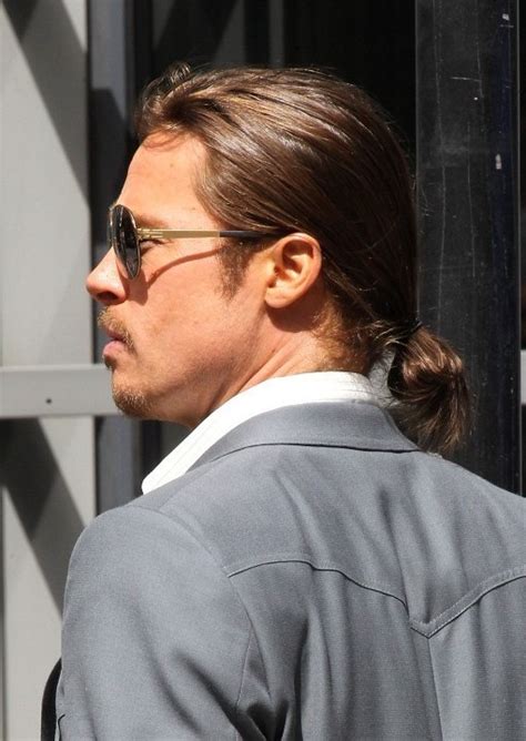 Brad Pitt Haircut Stylish Casual Ponytail For Men Hairstyles Weekly