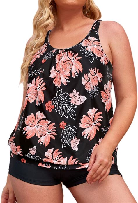 Yonique Plus Size Tankini Swimsuits For Women Blouson