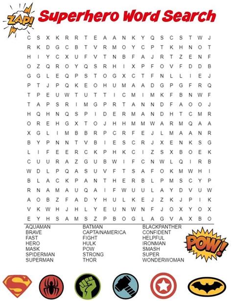 Superhero Word Search Puzzle Mom Vs The Boys Word Puzzles For Kids