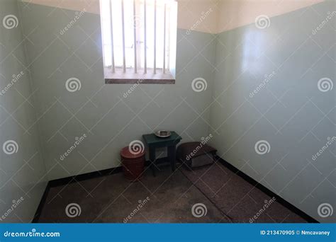 The Cell Occupied By Nelson Mandela In The Former Prison On Robben Island Near Cape Town In