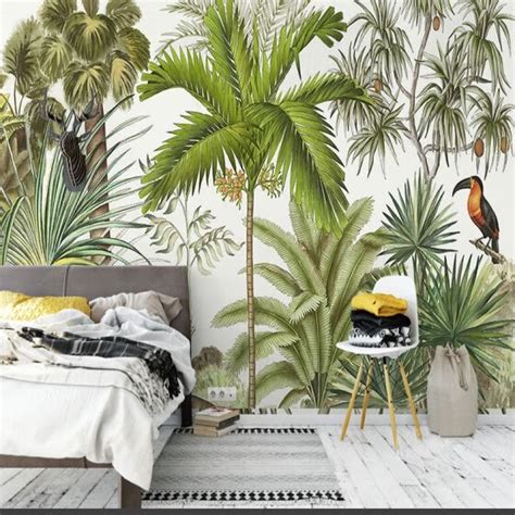 Shop Custom 3d Wall Mural Wallpaper Tropical Rainforest Green Plants