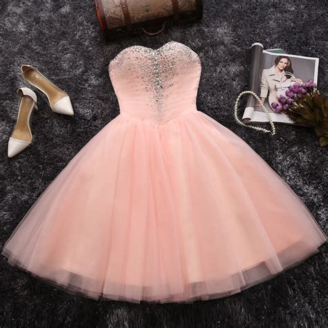 Sweetheart A Line Pink Strapless Short Prom Dresshomecoming Dress