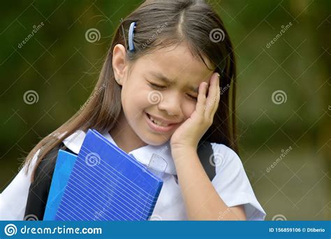 Unhappy Student Child Wearing School Uniform Stock Photo